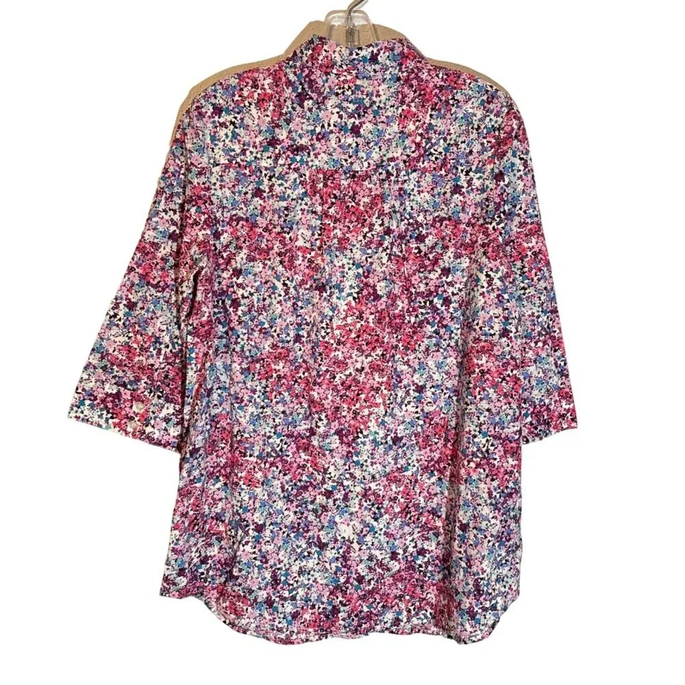 Roamans Womens Floral Tunic Top 14W 3/4 Sleeve Cotton/Poly Blend women blouse. - Picture 9 of 12